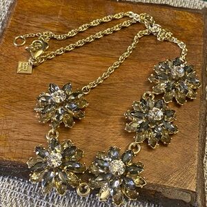 Banana Republic Smoky to Clear Rhinestone Flower Statement Necklace J063